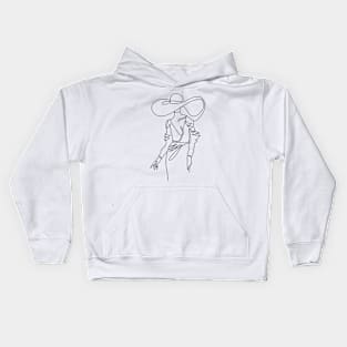 Modern Fashion illustration of a woman in a hat Kids Hoodie